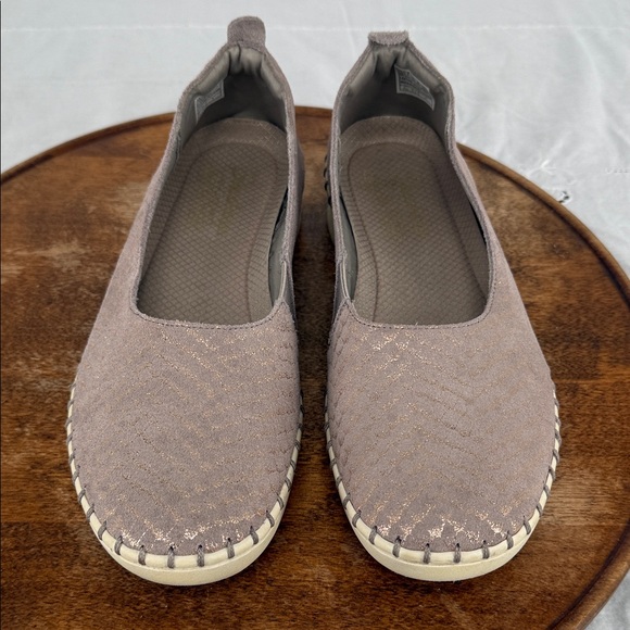 Skechers Shoes Wm 10 Sepulveda 2 Ballet Flat Sneaker Metallic Summer Sheen Taupe - Picture 3 of 11